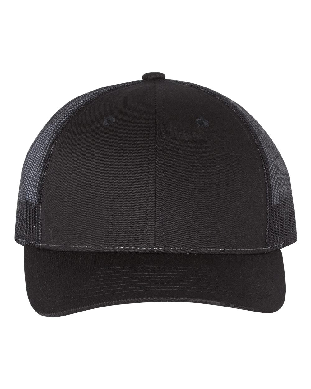 Front View of Black Low Pro Trucker Cap - 115