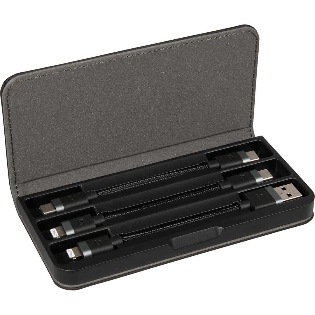 Front View of Black mophie Cable Travel Kit