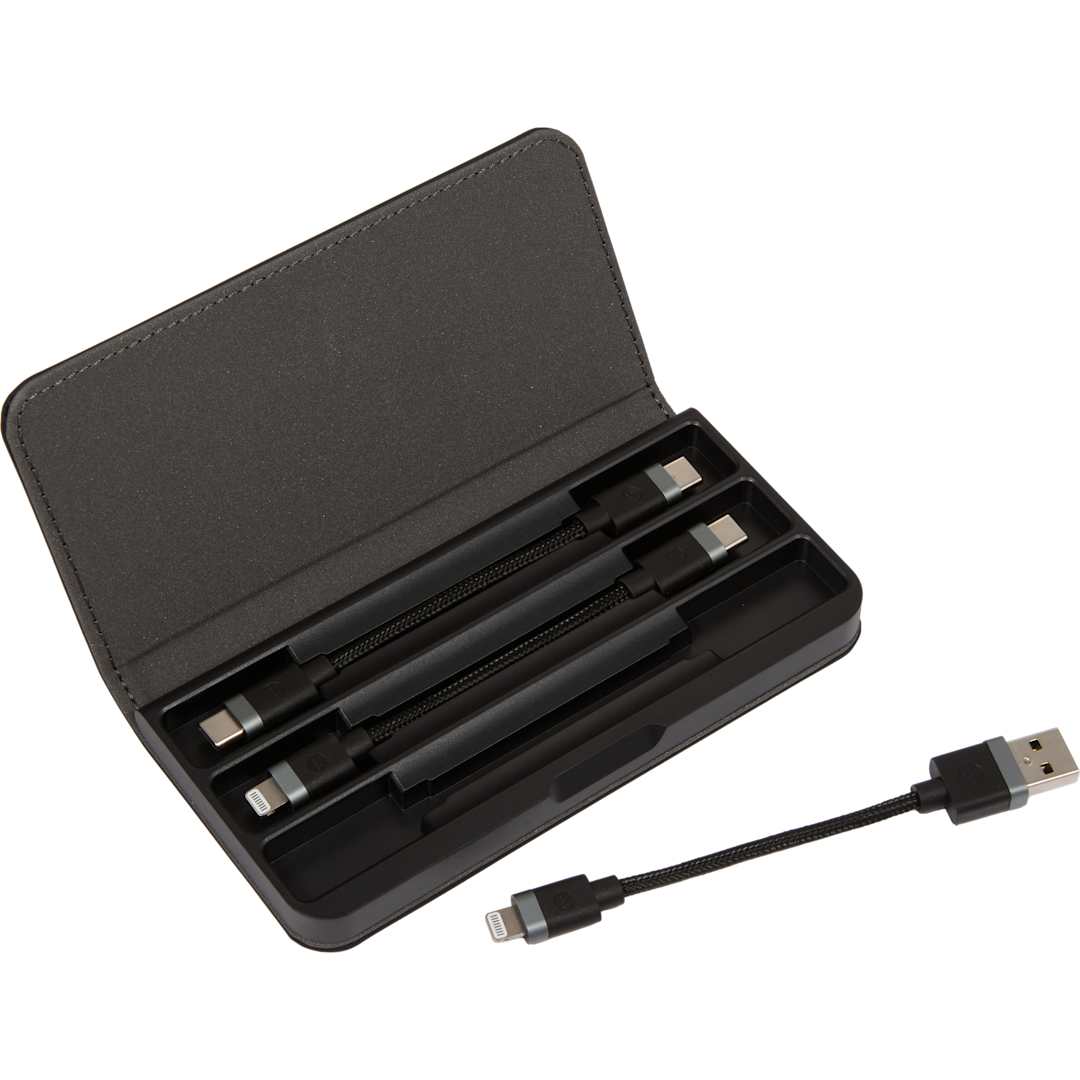 Front View of Black mophie Cable Travel Kit