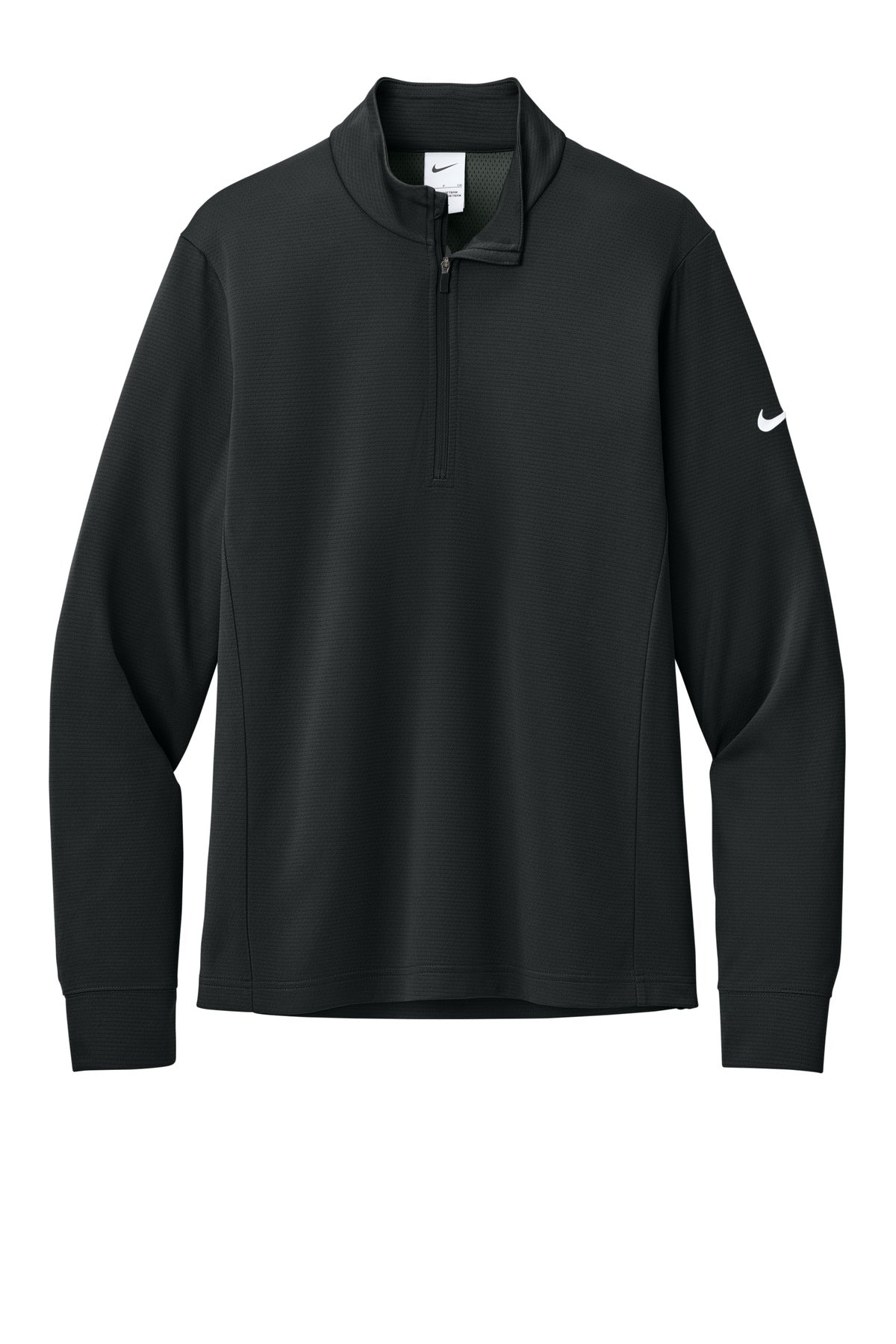 Front View of Black Nike Essential 1/2-Zip Cover-Up NKHM8036