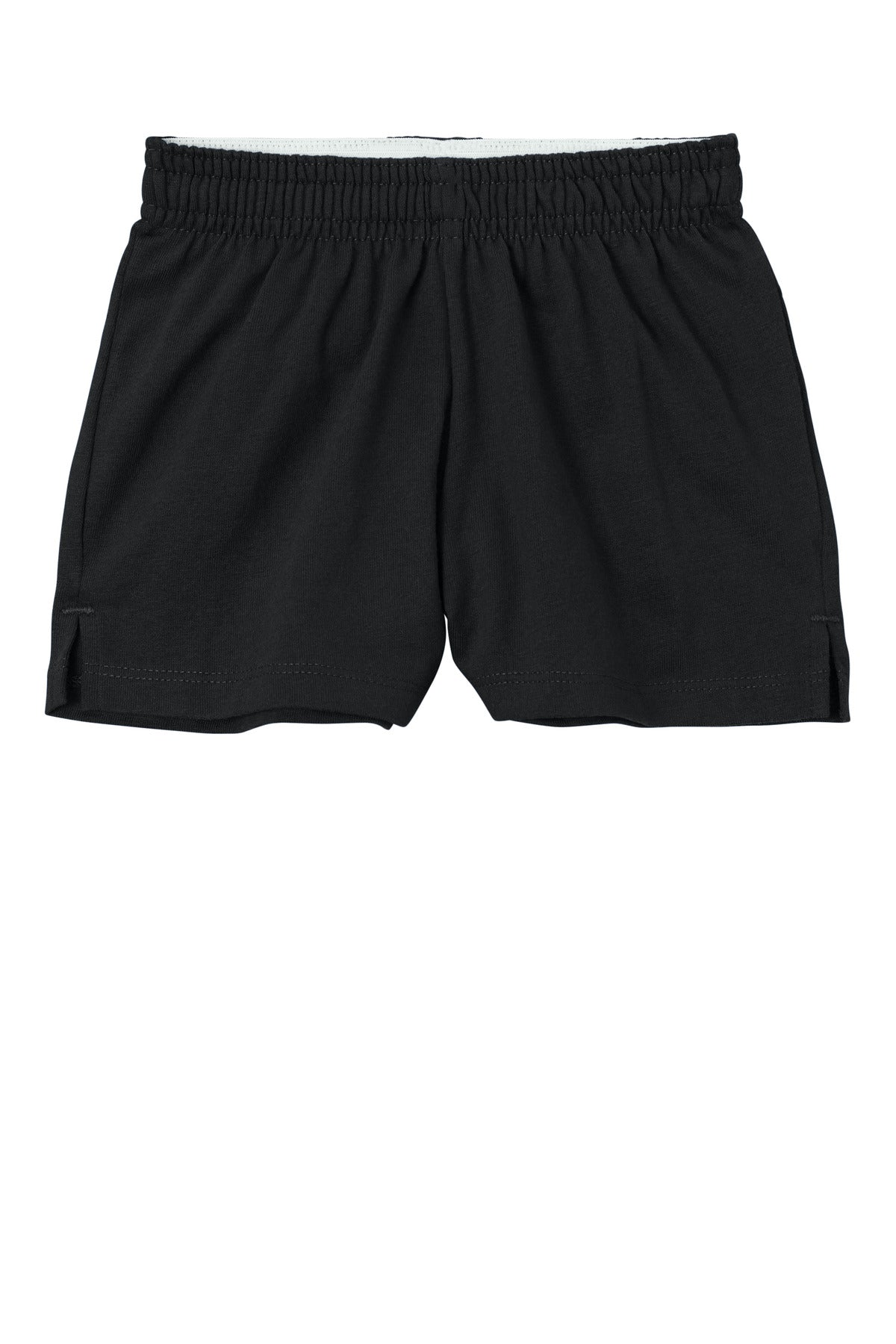 Front View of Black Sport-Tek Girls Jersey Knit Squad Short YGST311