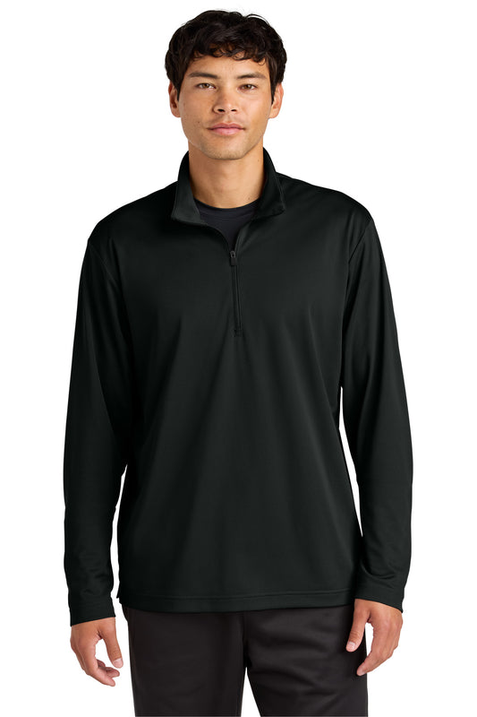 Front View of Black Sport-Tek Micropique Sport-Wick 1/4-Zip ST672
