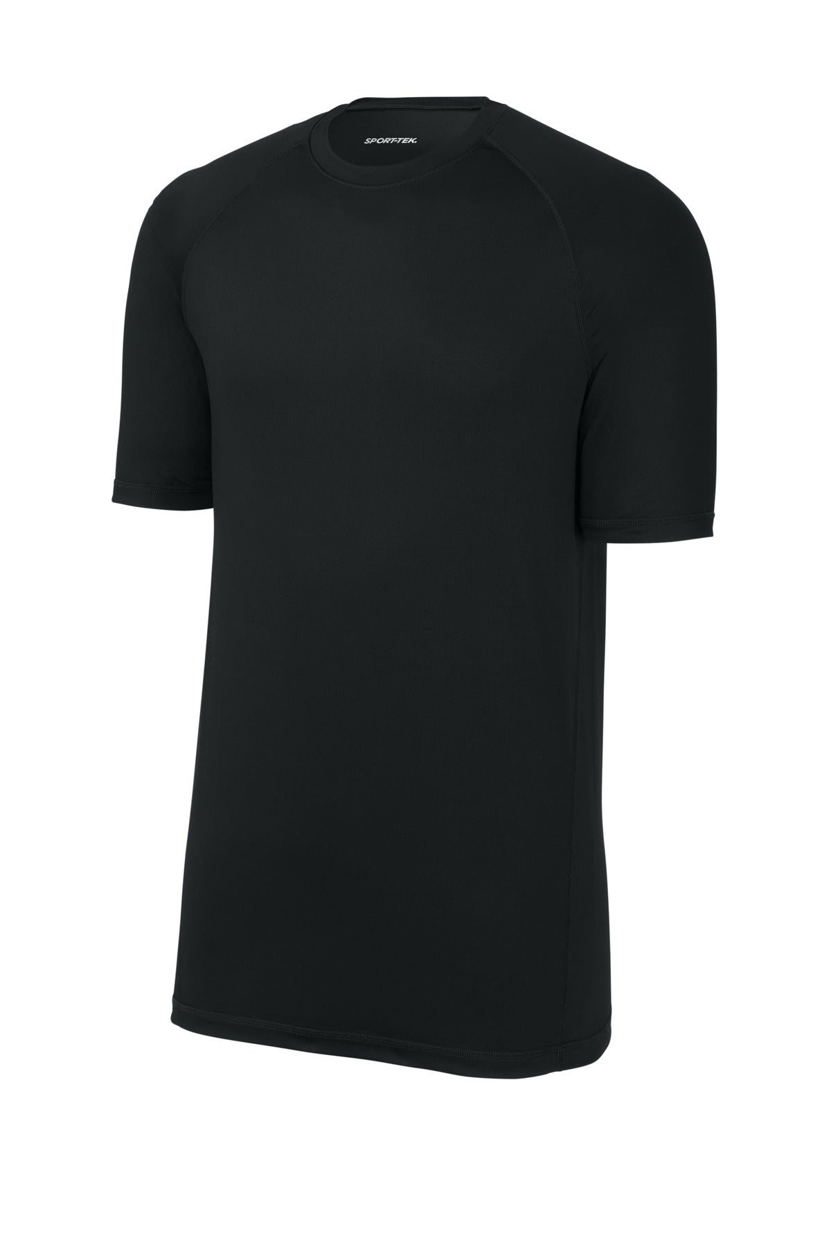 Front View of Black Sport-Tek PosiCharge Compression 1/2-Sleeve Tee ST120