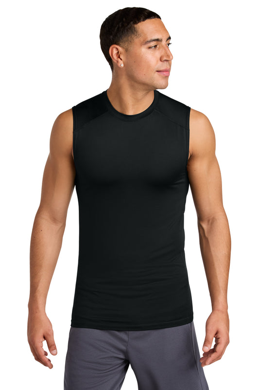 Front View of Black Sport-Tek PosiCharge Compression Sleeveless Tee ST121SL
