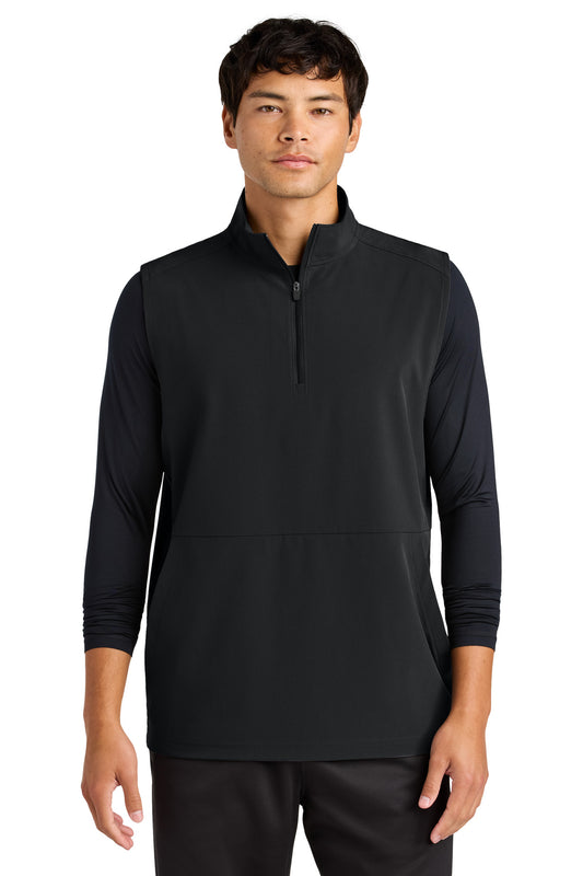 Front View of Black Sport-Tek Repeat 1/4-Zip Vest ST487