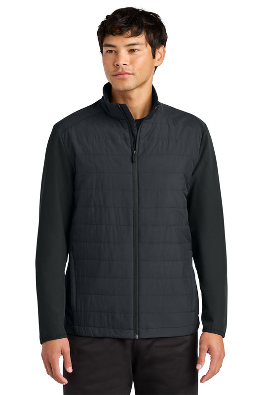 Front View of Black Sport-Tek Teknical Hybrid Jacket ST940