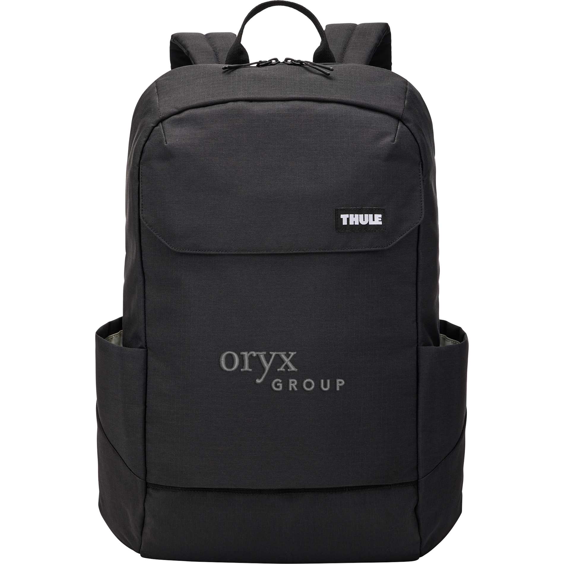 Front View of Black Thule Lithos 20L Recycled Laptop Backpack