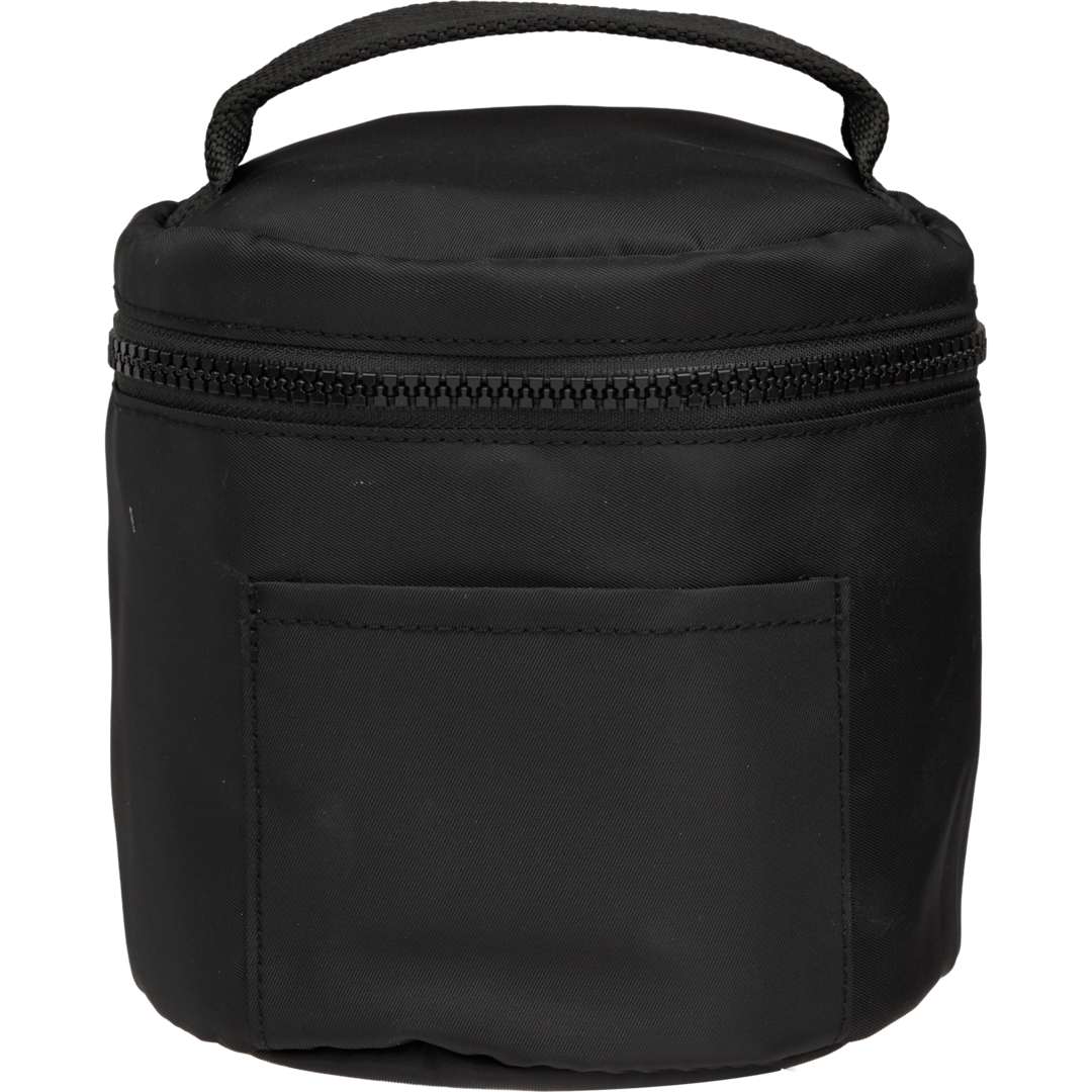 Front View of Black Wellable Recycled Round Travel Case plain