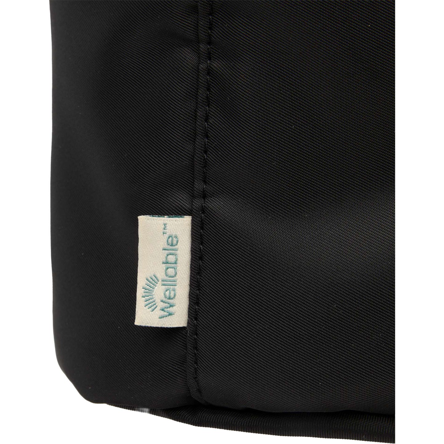 Front View of Black Wellable Recycled Round Travel Case