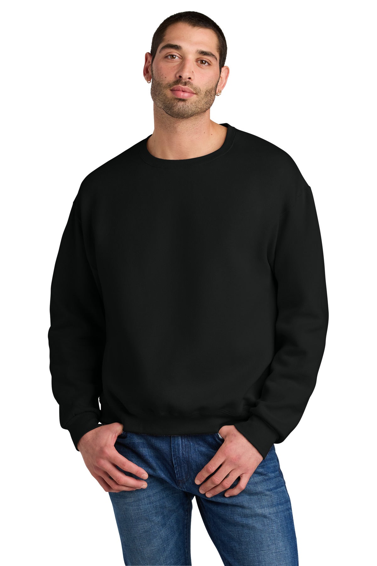 Front View of BlackInk Jerzees Rugged Unisex Crewneck Sweatshirt C12M