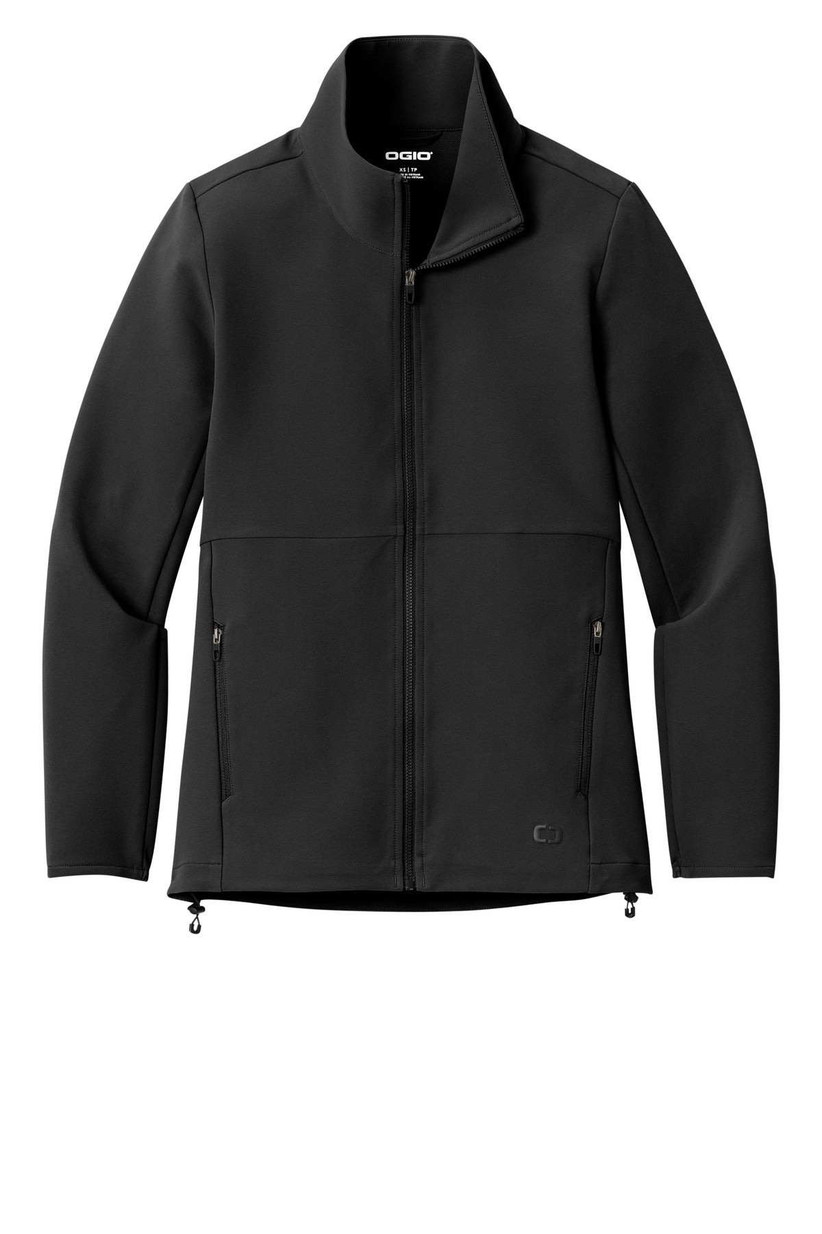 Front View of Blacktop OGIO Women's Kinetic Soft Shell LOG740
