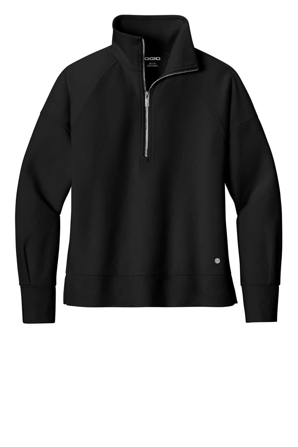 Front View of Blacktop OGIO Women's Luuma 1/2-Zip LOG814