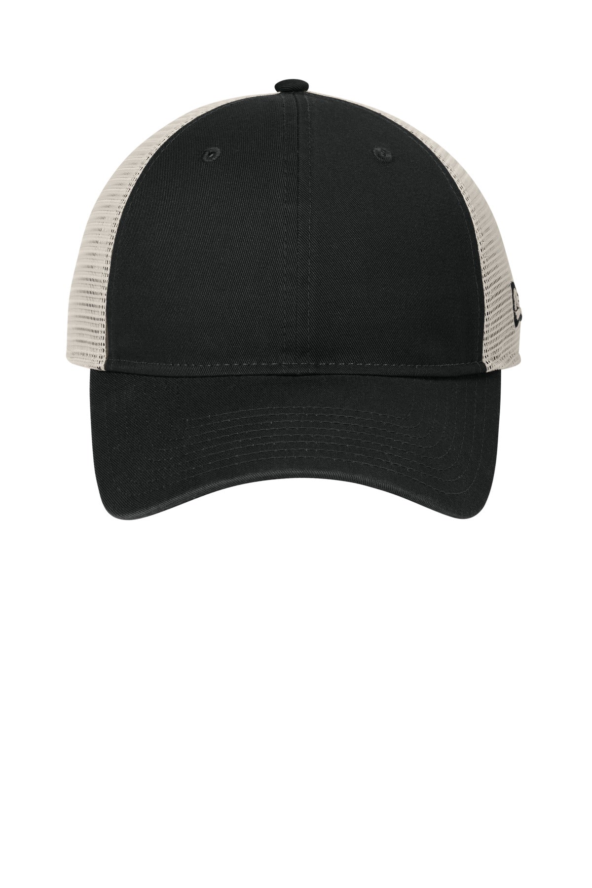 Front View of Blk/Stone New Era 9TWENTY Unstructured Mesh Snapback Cap NE215