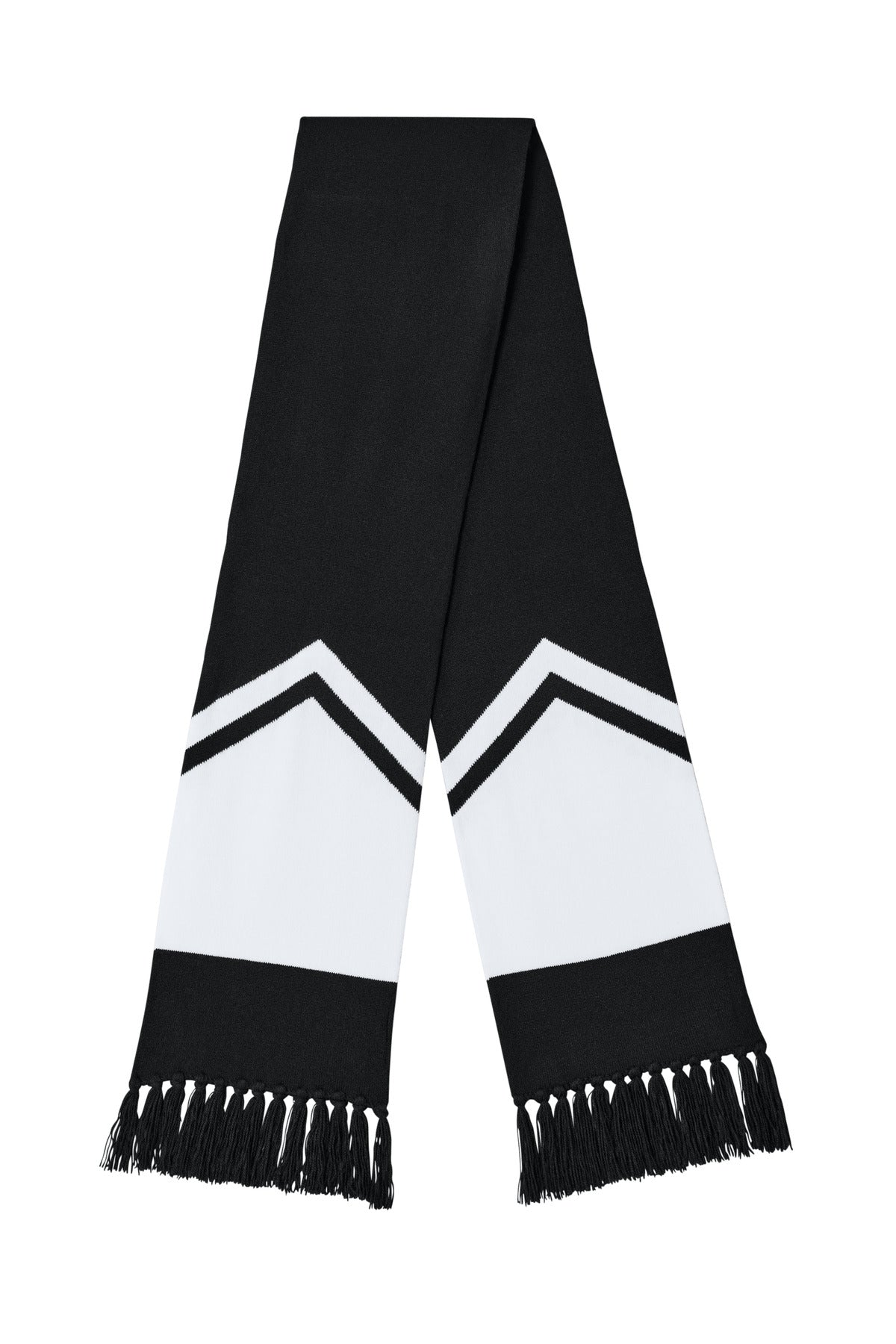 Front View of Blk/White Sport-Tek Gameday Scarf STA06