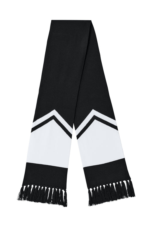 Front View of Blk/White Sport-Tek Gameday Scarf STA06