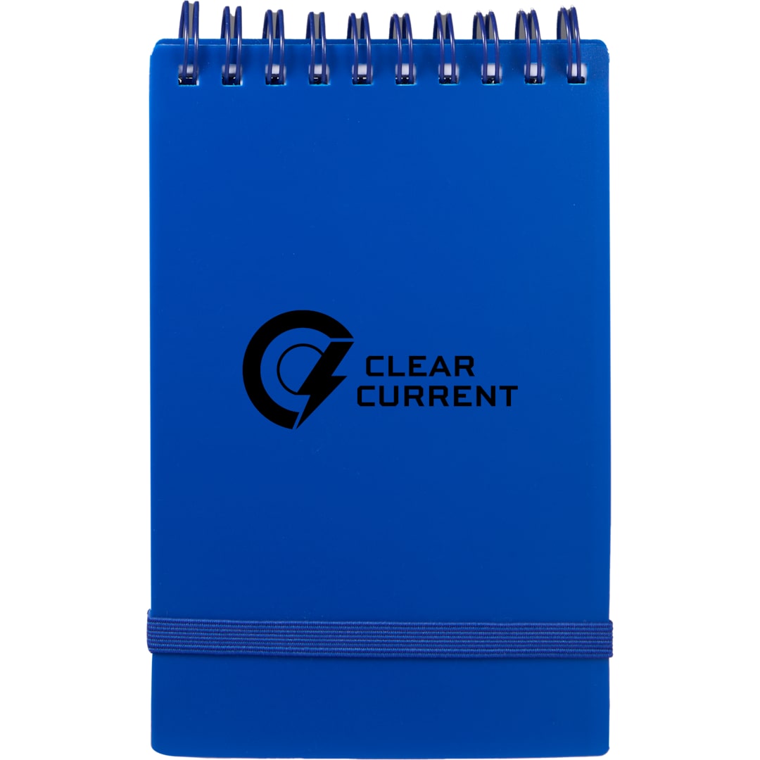 Front View of Blue 3" x 5" Recycled Stand Up Pocket Jotter