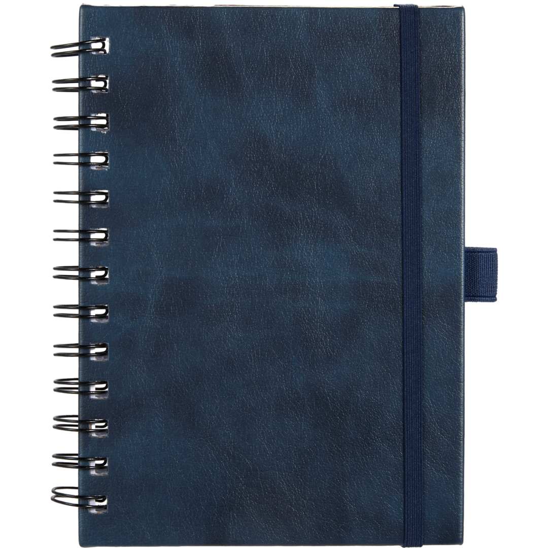 Front View of Blue 5” x 7” FSC® Recycled Morano Spiral Journal plain