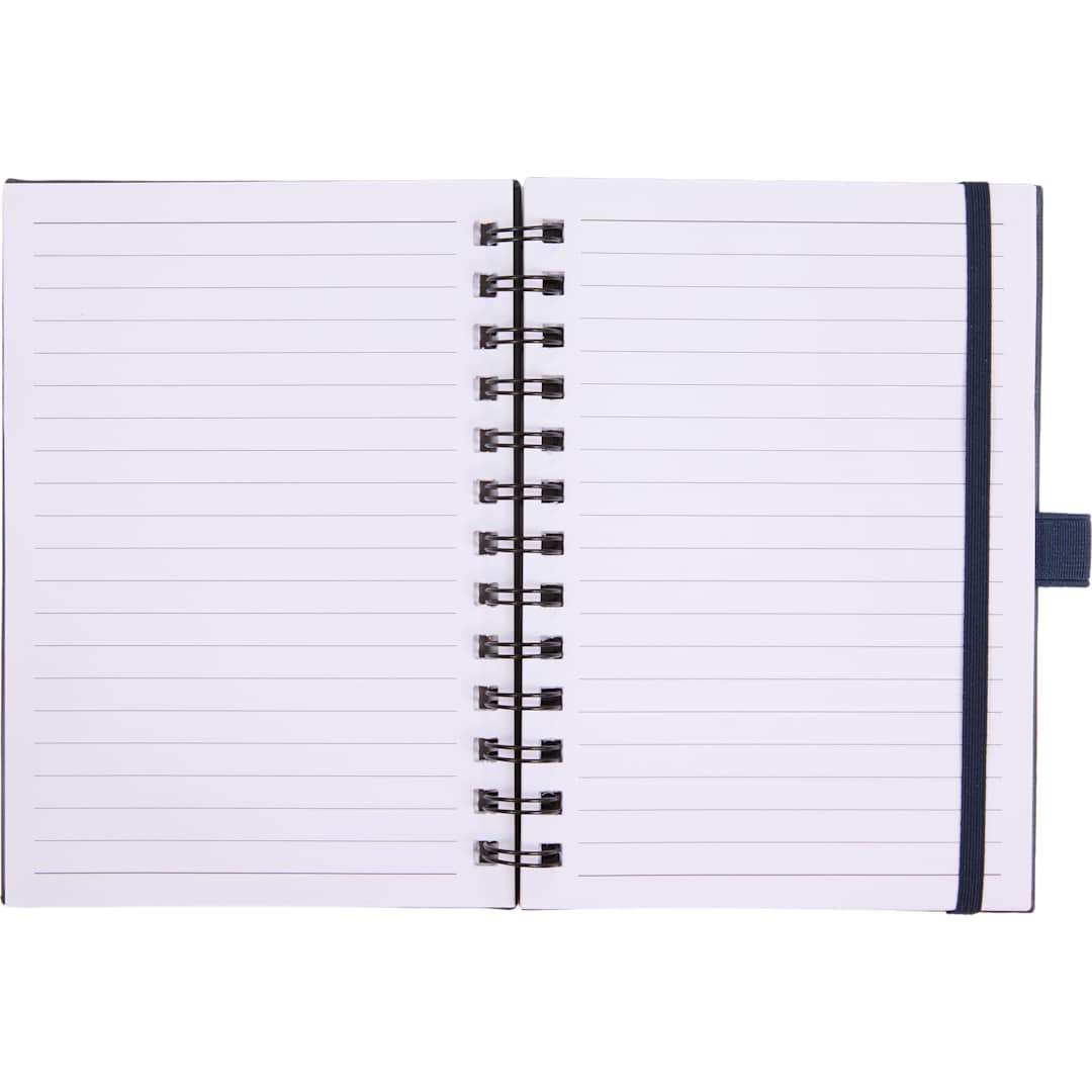 Front View of Blue 5” x 7” FSC® Recycled Morano Spiral Journal plain