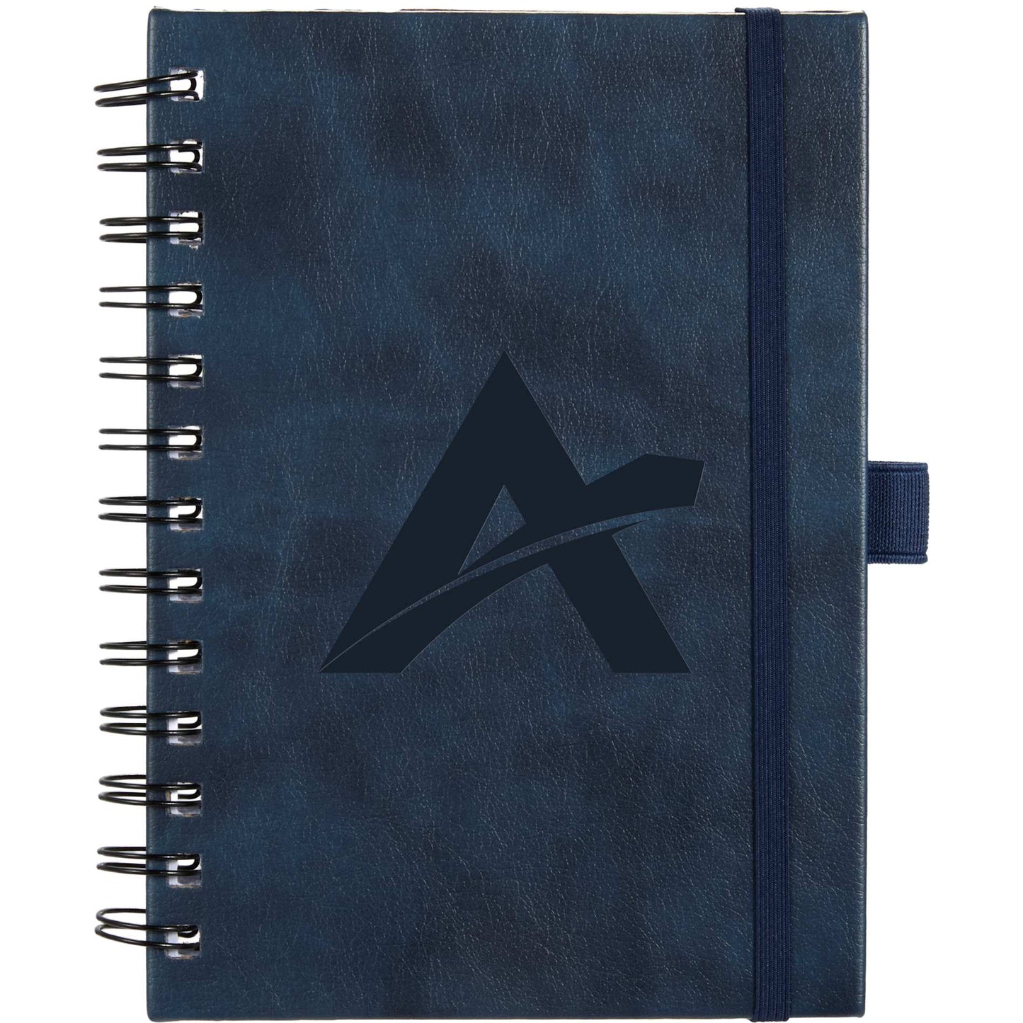 Front View of Blue 5” x 7” FSC® Recycled Morano Spiral Journal