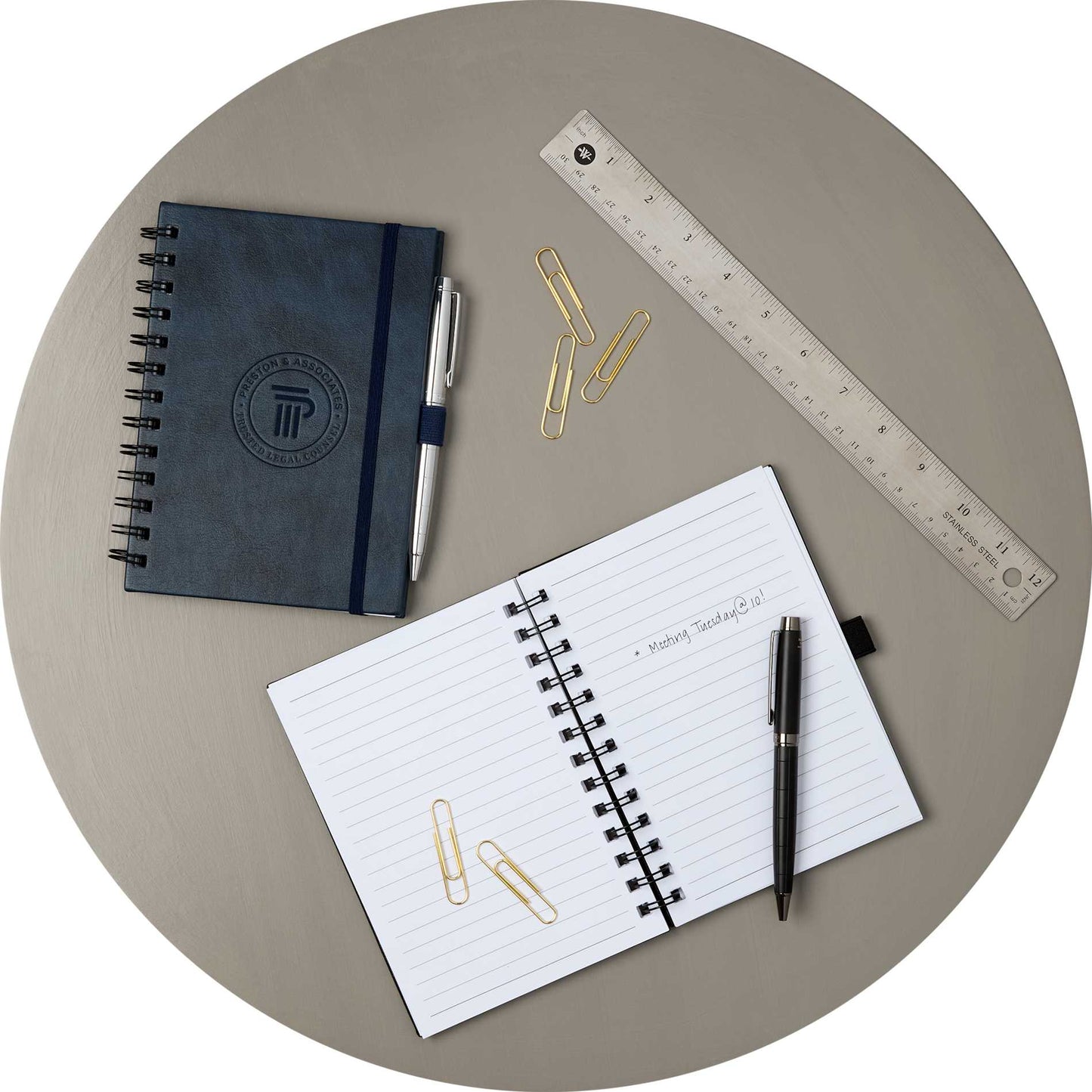Front View of Blue 5” x 7” FSC® Recycled Morano Spiral Journal