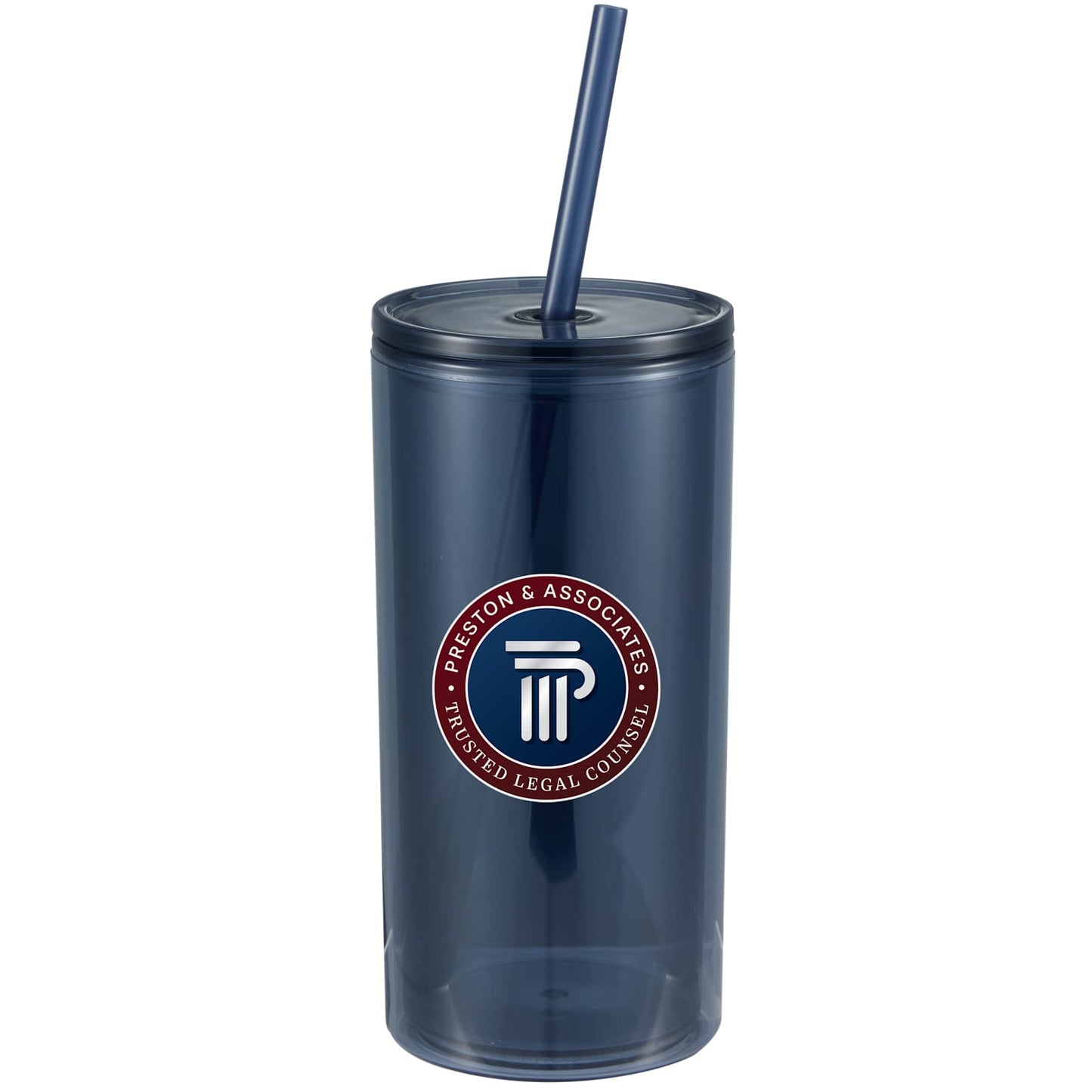 Front View of Blue Marly Recycled Acrylic Tumbler 16oz