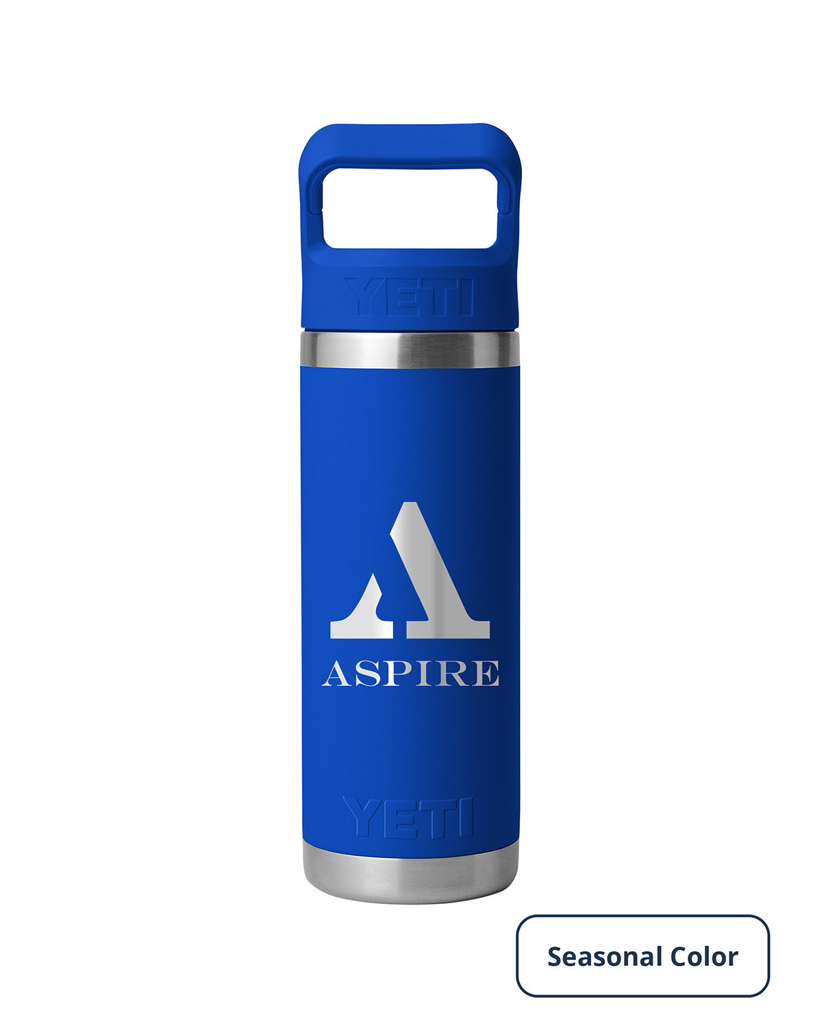 Front View of Blue-Royal Rambler® 18 oz Water Bottle with Color-Matched Straw Cap