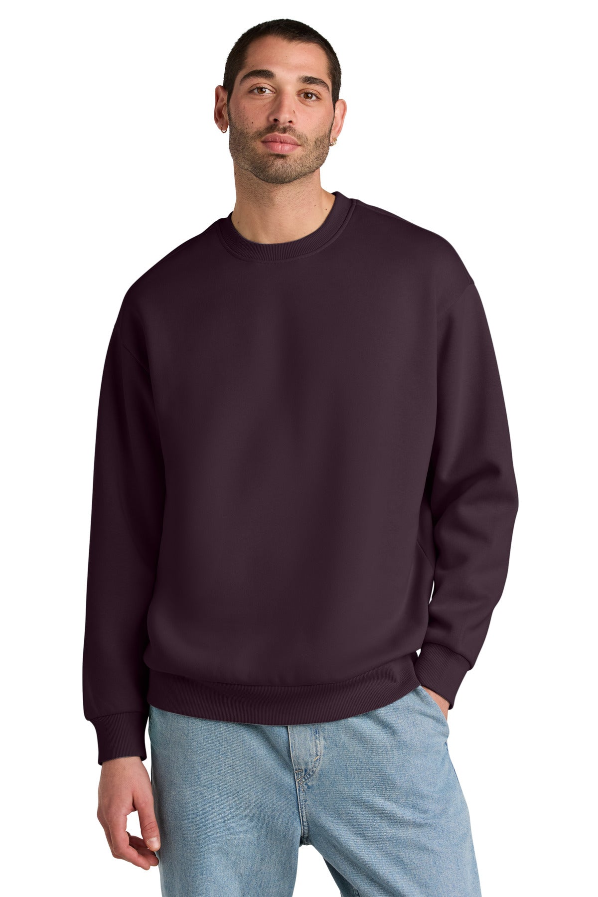 Front View of Bordeaux District V.I.T. Heavyweight Fleece Crew DT6154