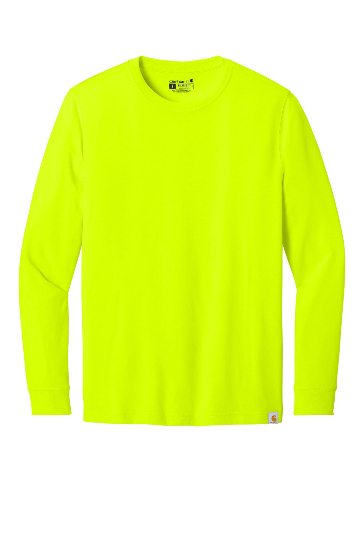 Front View of BriteLime Carhartt Long Sleeve T-Shirt CT106921