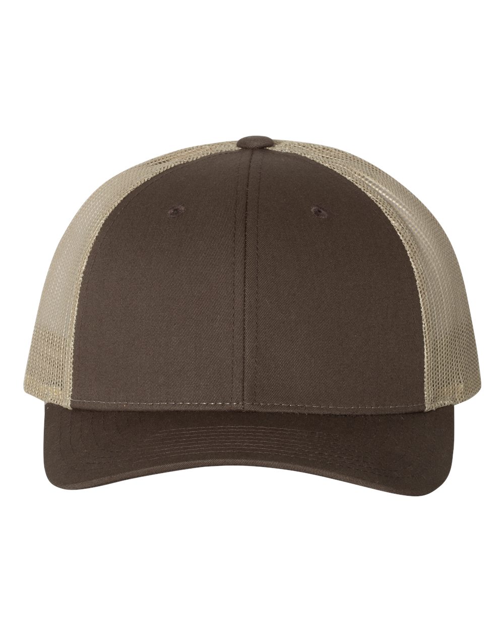 Front View of Brown/ Khaki Low Pro Trucker Cap - 115