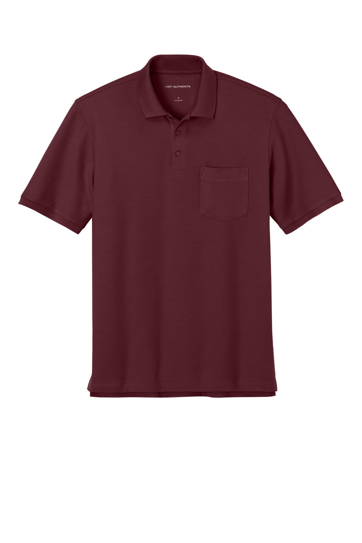 Front View of Burgundy Port Authority Wearever Signature Pique Pocket Polo K200P