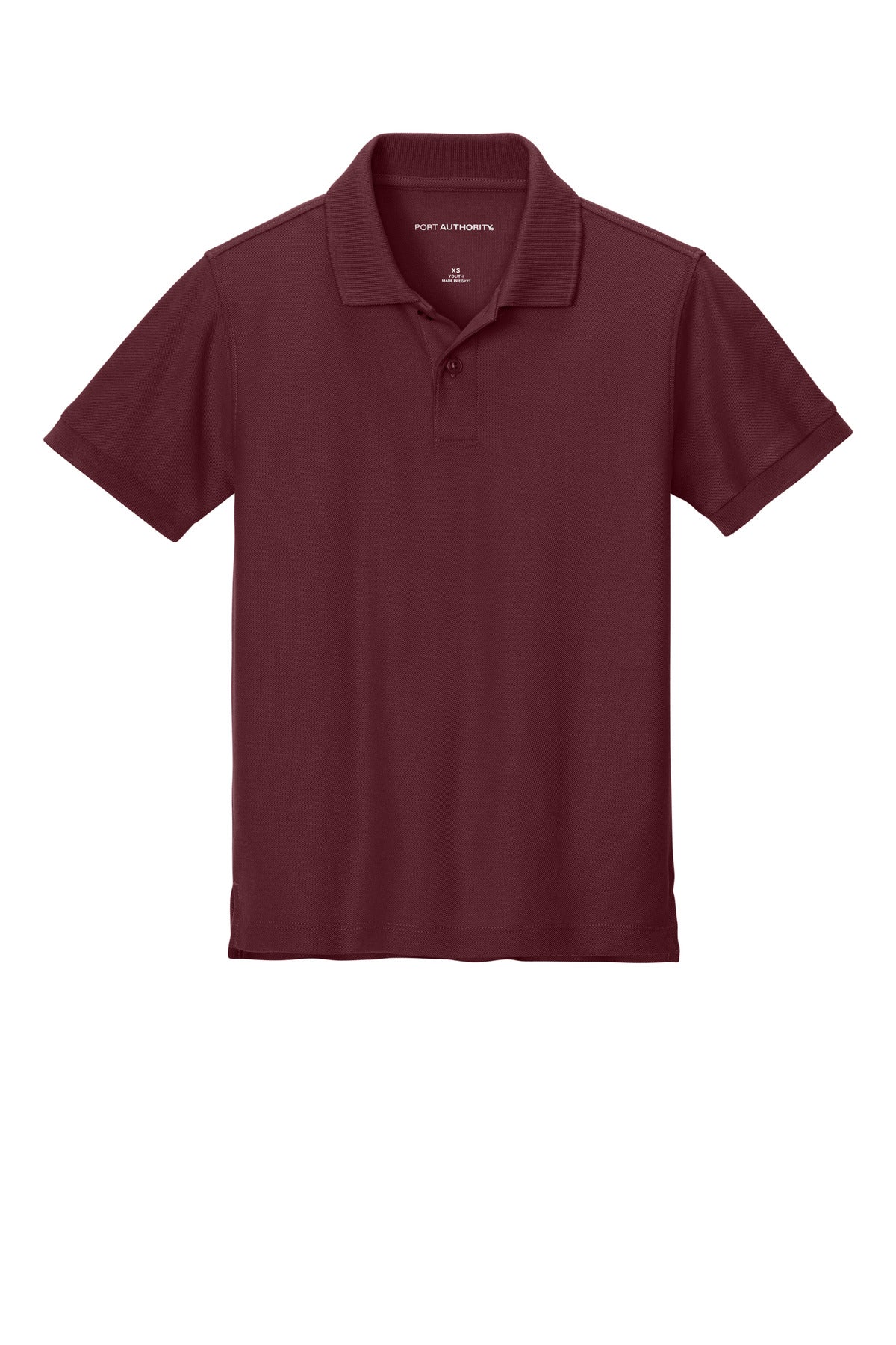 Front View of Burgundy Port Authority Youth Wearever Signature Pique Polo Y200