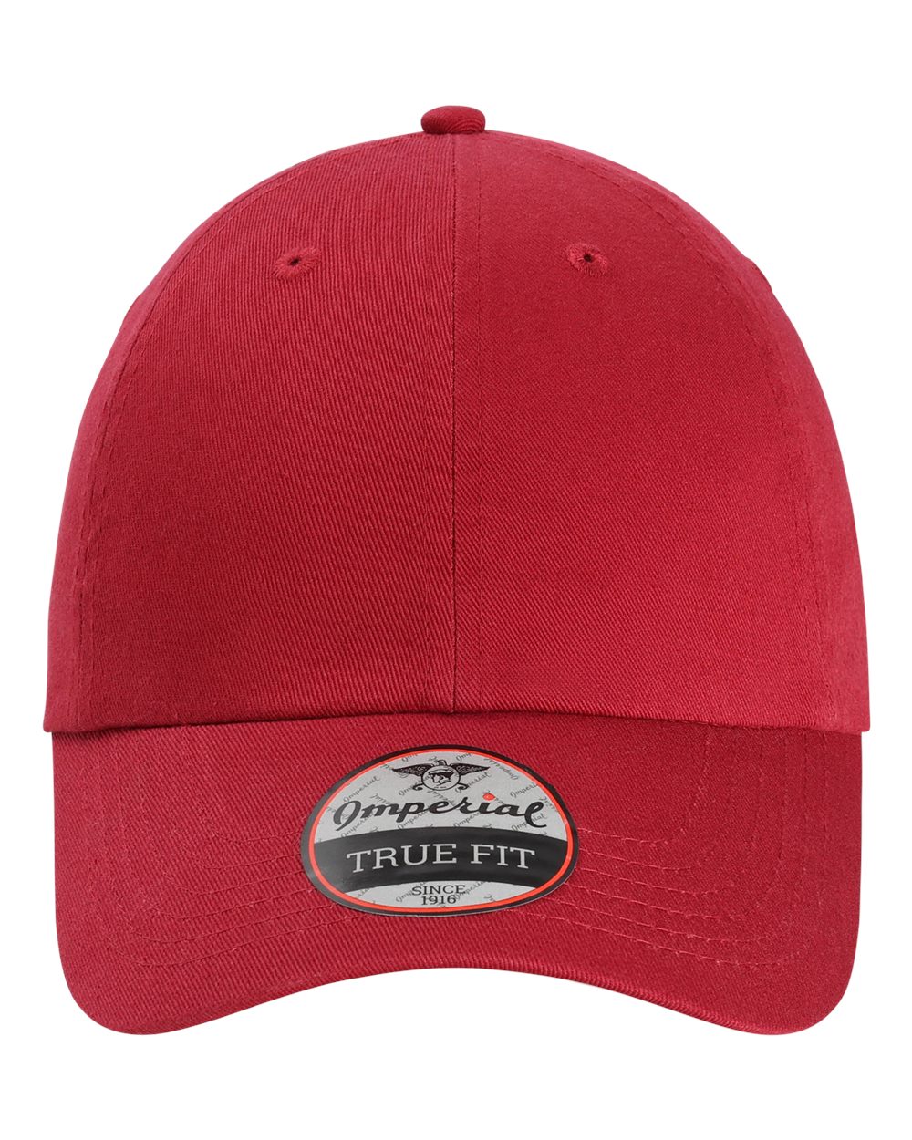 Front View of Cardinal Red The Original Buckle Dad Hat - X210B