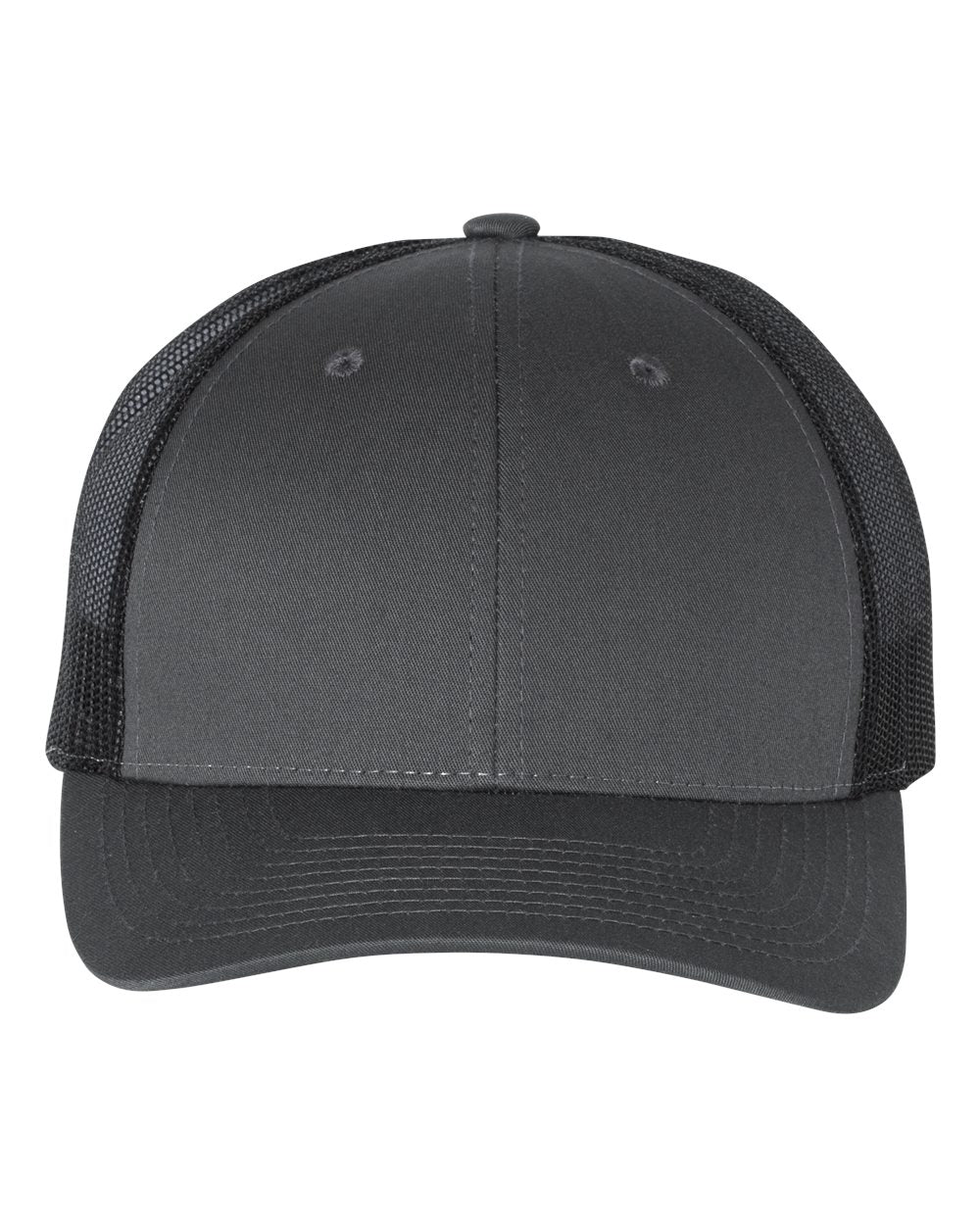 Front View of Charcoal/ Black Low Pro Trucker Cap - 115