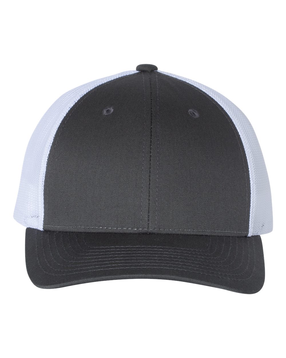 Front View of Charcoal/ White Low Pro Trucker Cap - 115