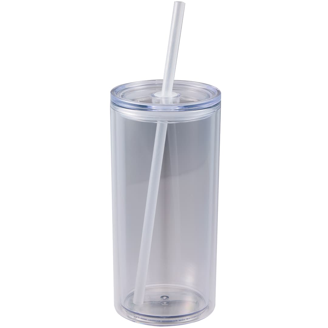 Front View of Clear Marly Recycled Acrylic Tumbler 16oz plain