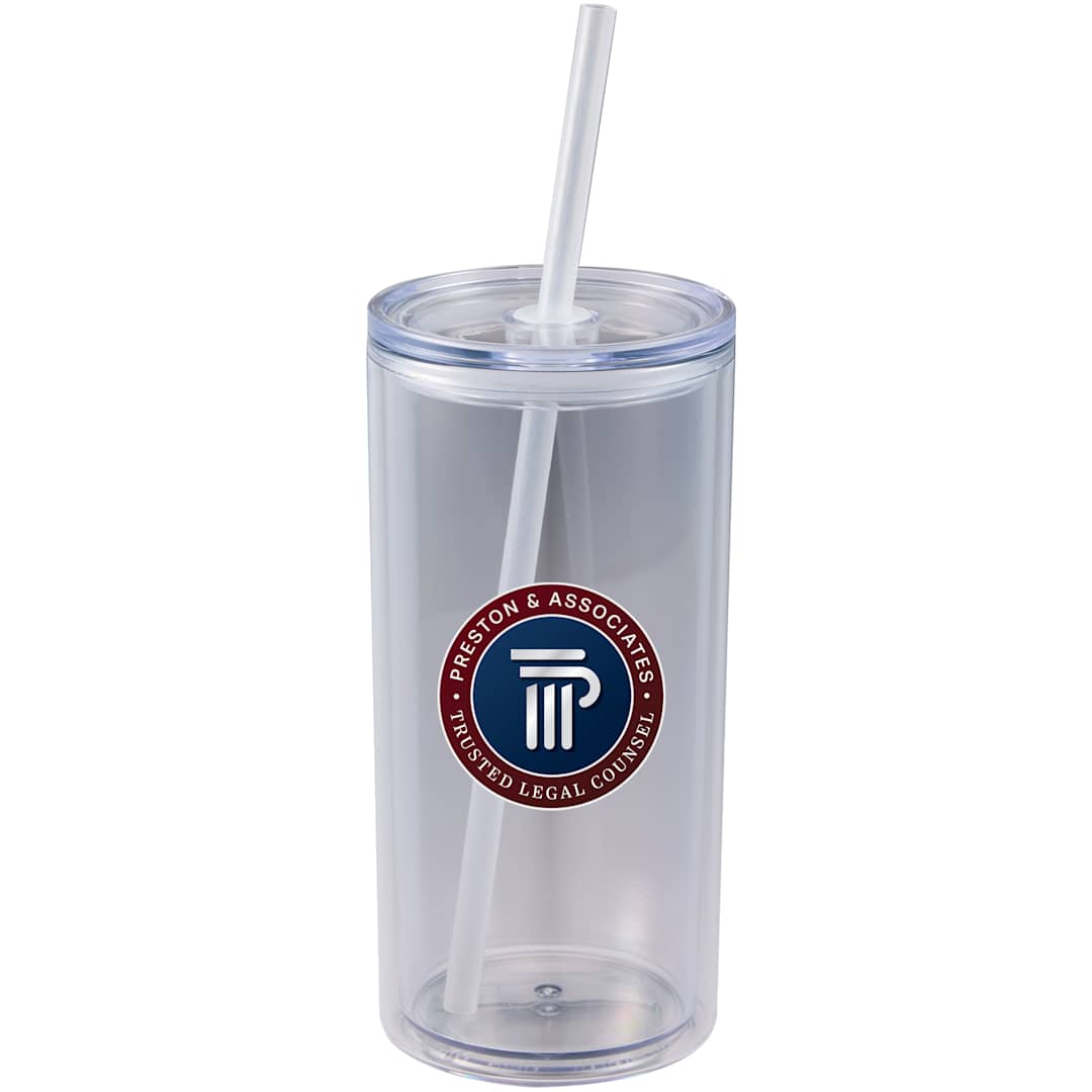 Front View of Clear Marly Recycled Acrylic Tumbler 16oz
