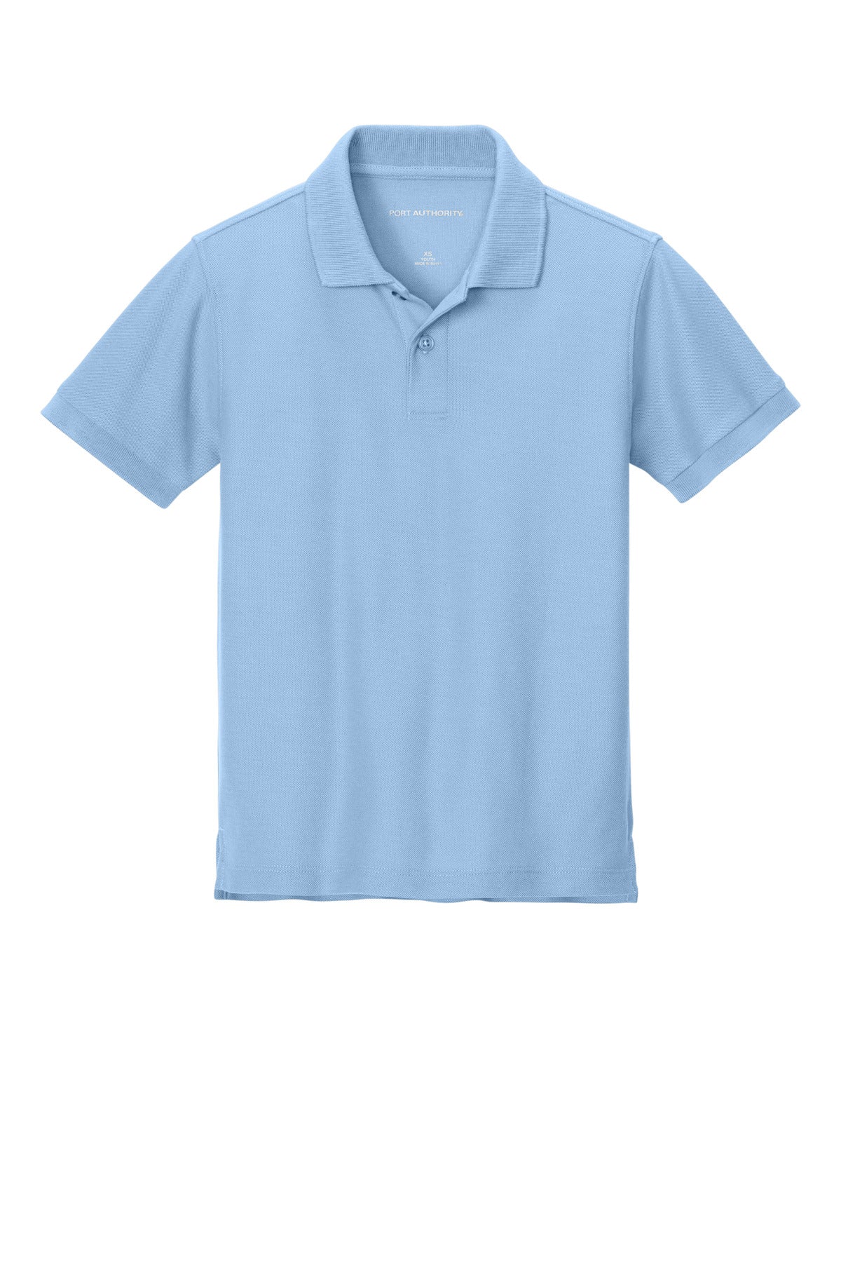 Front View of CloudBlue Port Authority Youth Wearever Signature Pique Polo Y200