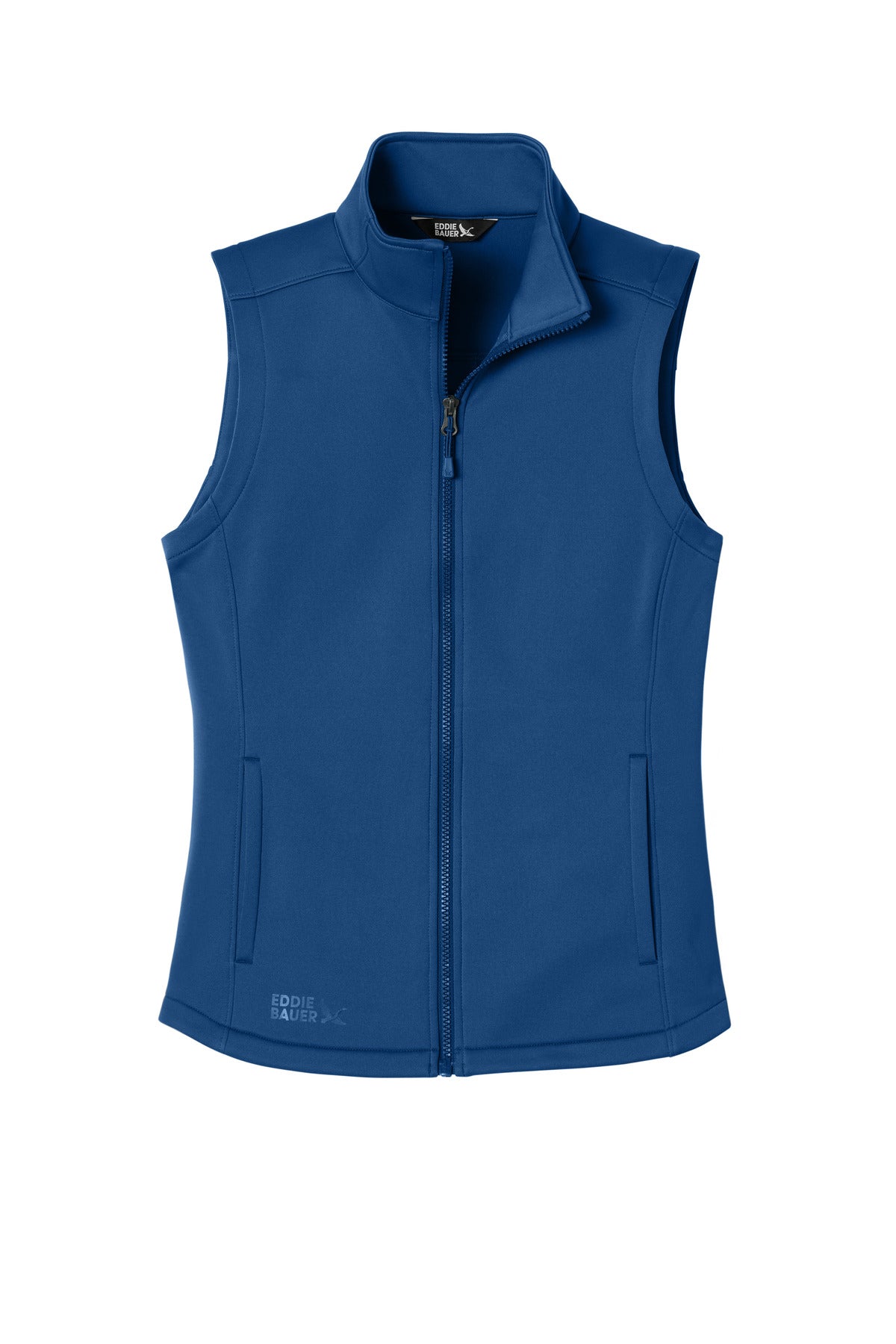Front View of CobaltBl Eddie Bauer Women's Smooth Mid Layer Fleece Vest EB2570