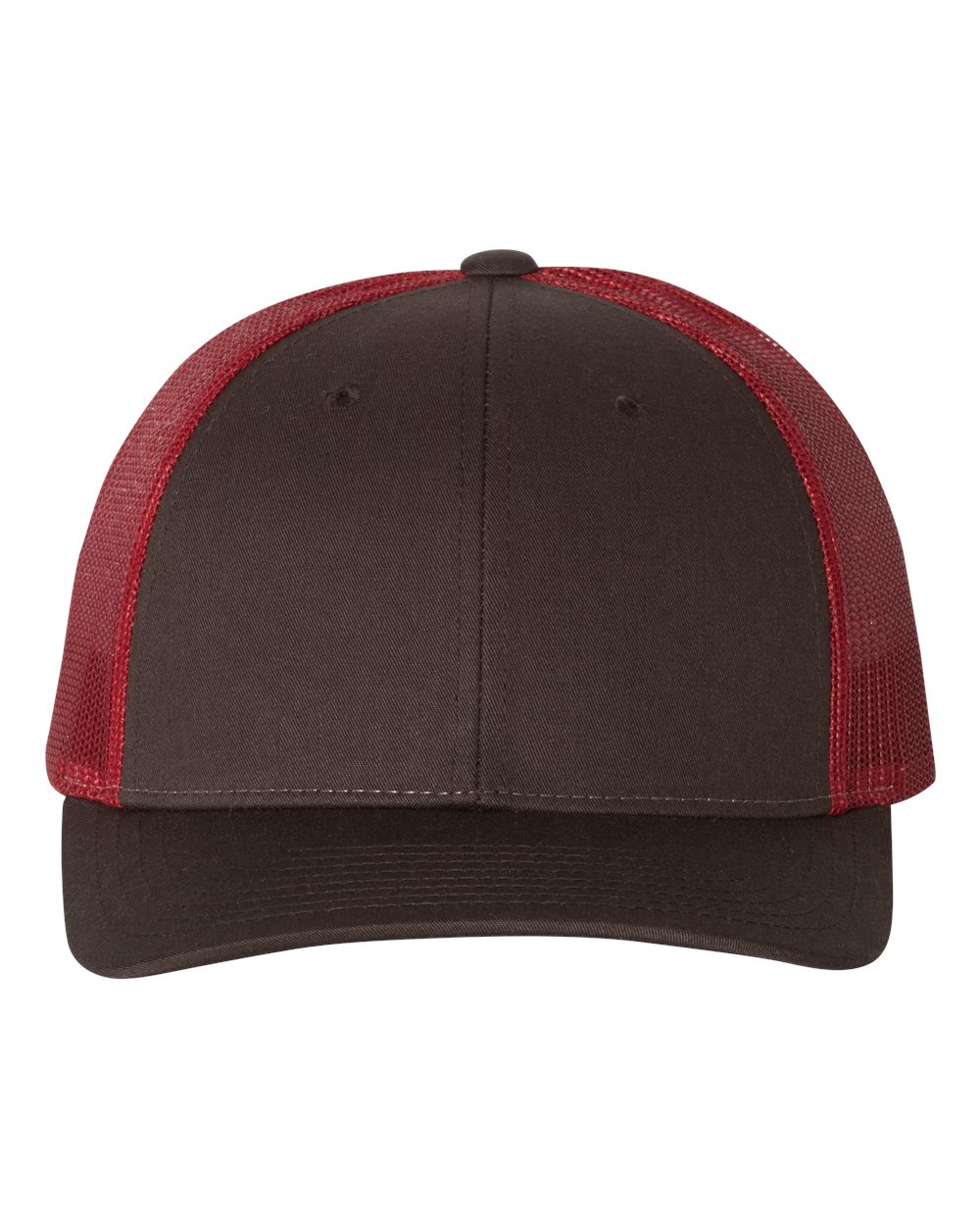 Front View of Coffee/ Claret Low Pro Trucker Cap - 115