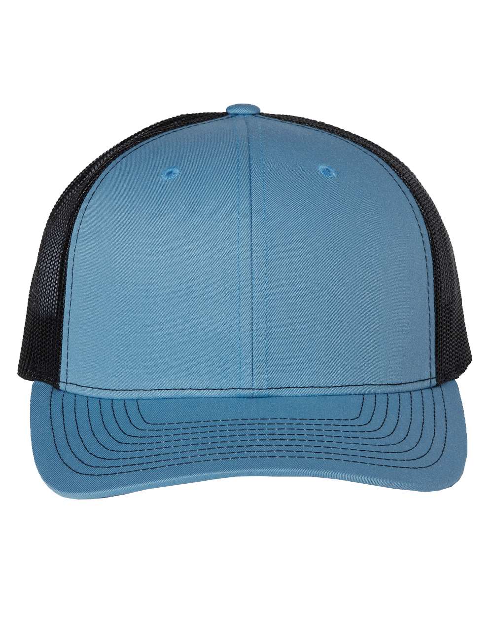 Front View of Columbia Blue/ Black Snapback Trucker Cap - 112