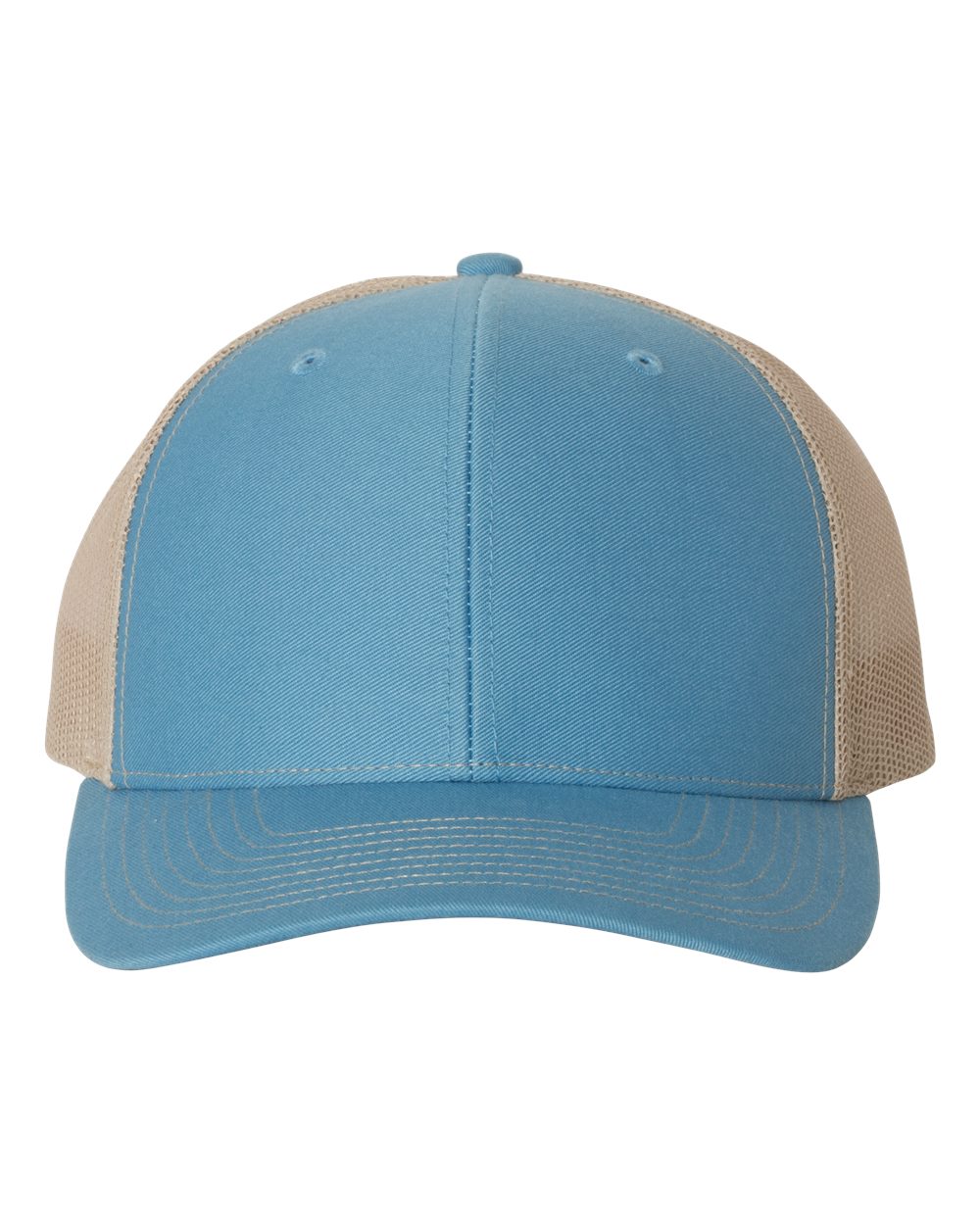 Front View of Columbia Blue/ Khaki Snapback Trucker Cap - 112