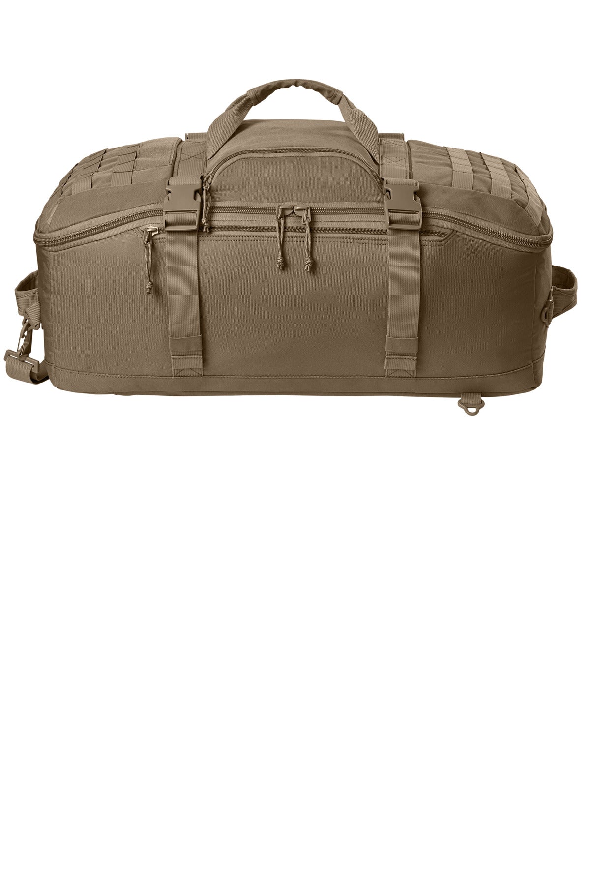 Front View of CoyoteBrn CornerStone Tactical Barrel Duffel CSB817