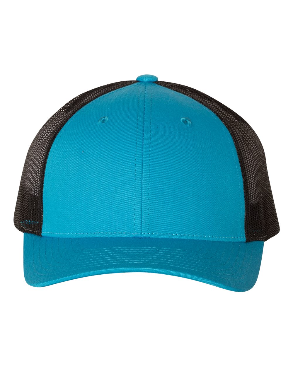 Front View of Cyan/ Black Low Pro Trucker Cap - 115