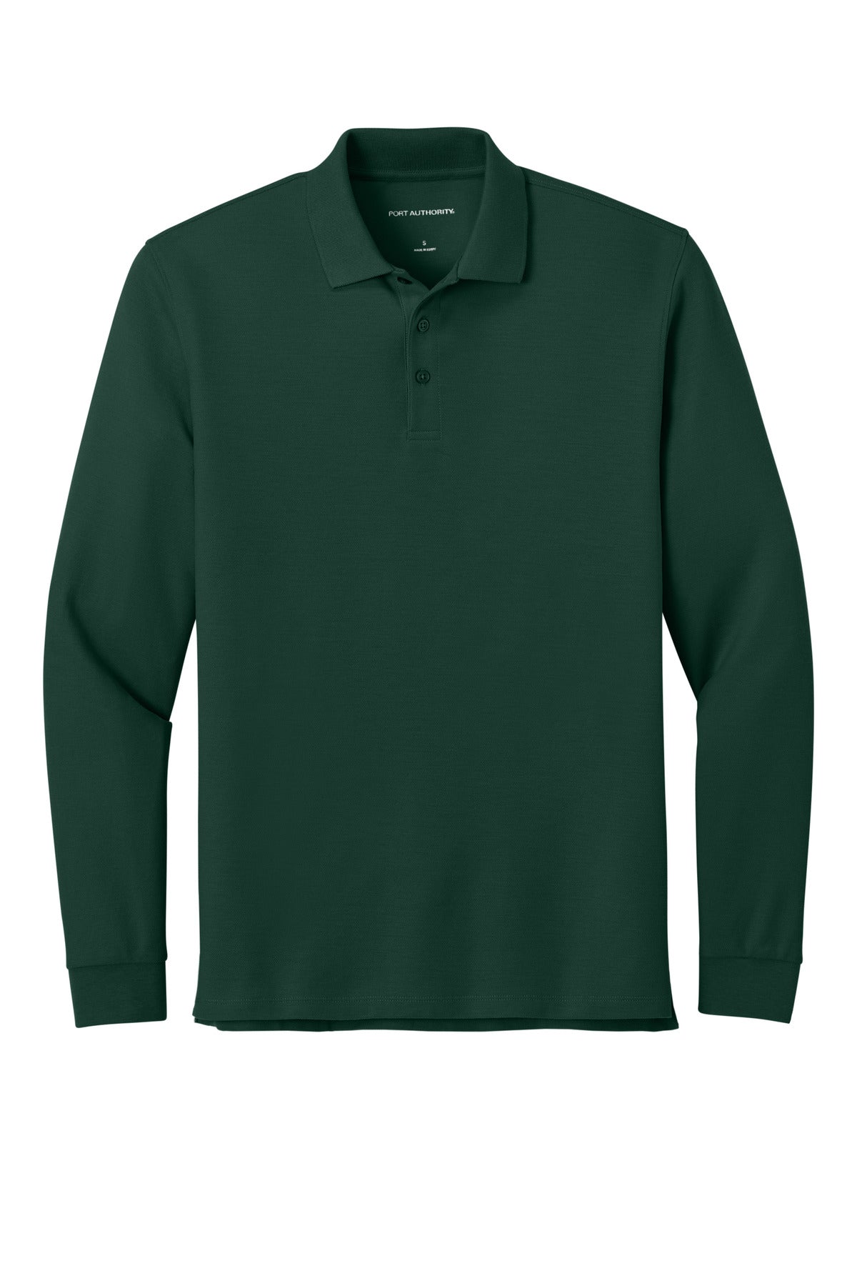 Front View of DarkGreen Port Authority Wearever Signature Pique Long Sleeve Polo K200LS