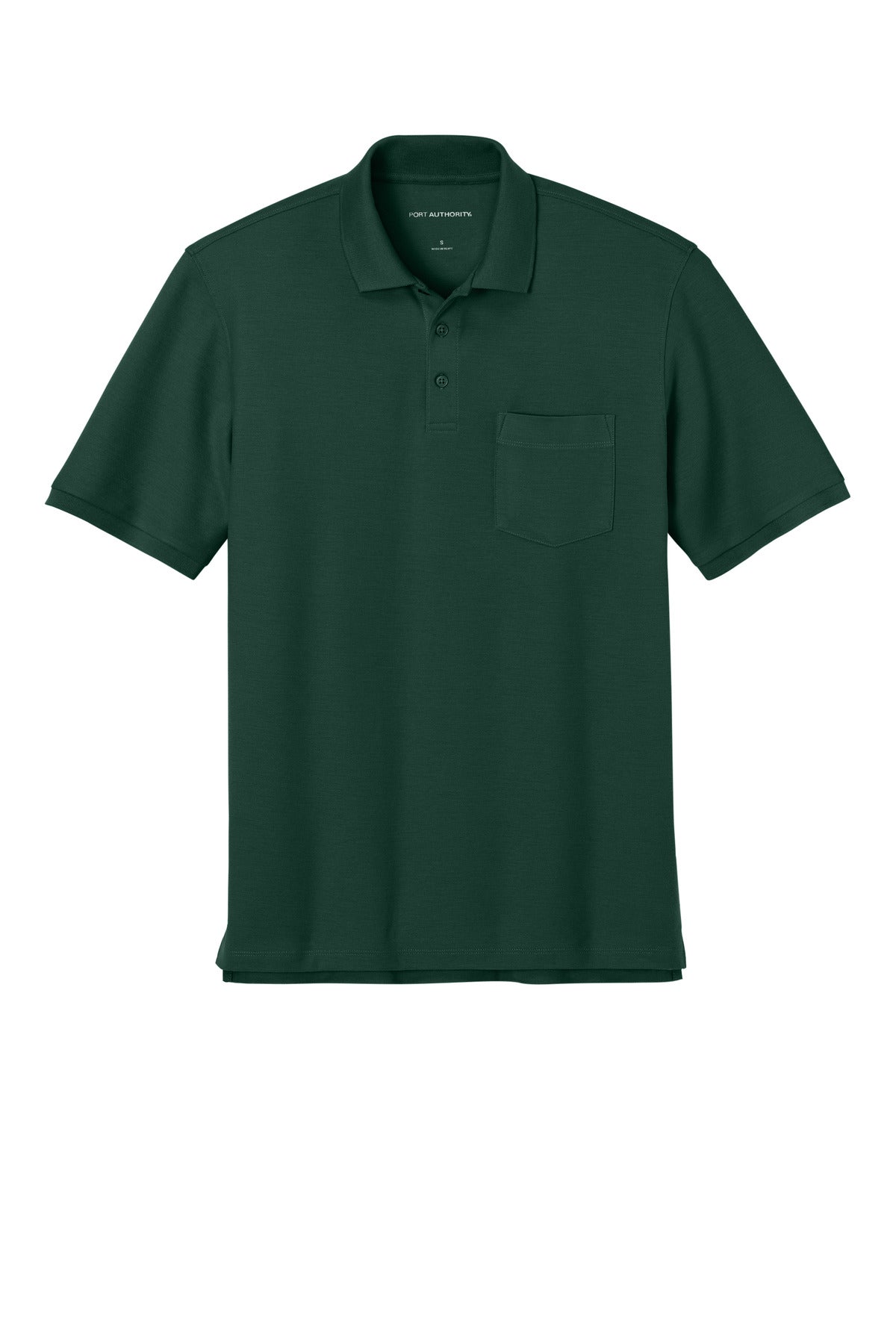 Front View of DarkGreen Port Authority Wearever Signature Pique Pocket Polo K200P