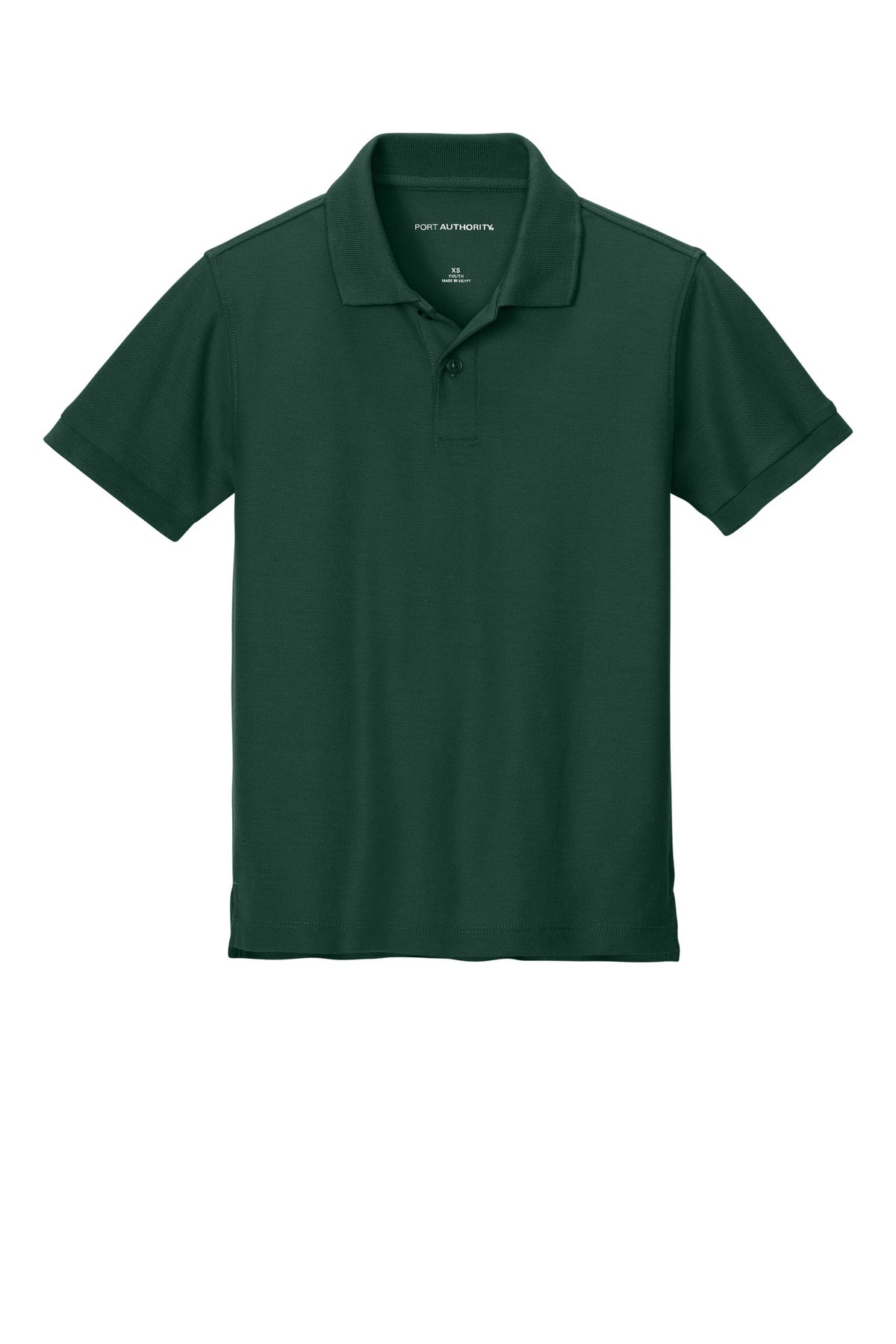 Front View of DarkGreen Port Authority Youth Wearever Signature Pique Polo Y200