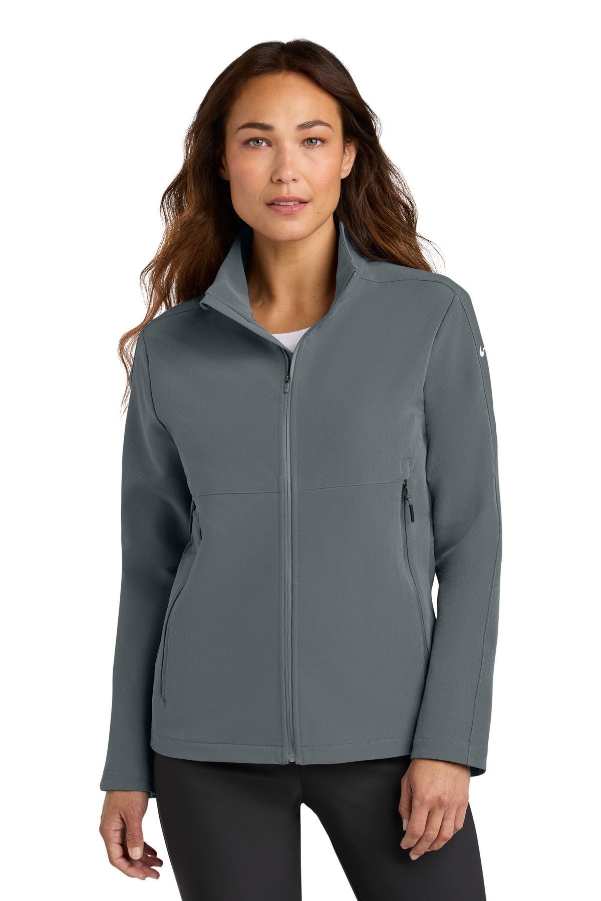 Front View of DarkGrey Nike Women's Full-Zip Soft Shell Jacket NKHM7937