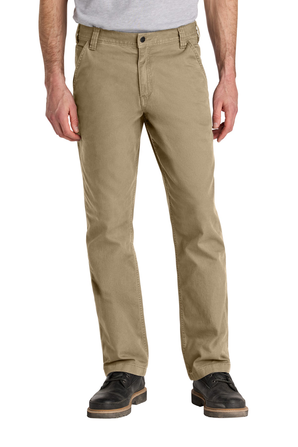 Front View of DarkKhaki Carhartt Rugged Flex Rigby Pant CT102291