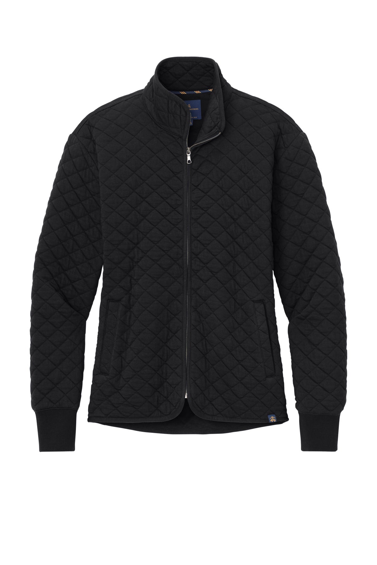 Front View of DeepBlack Brooks Brothers Women's Diamond Quilt Full-Zip BB18213
