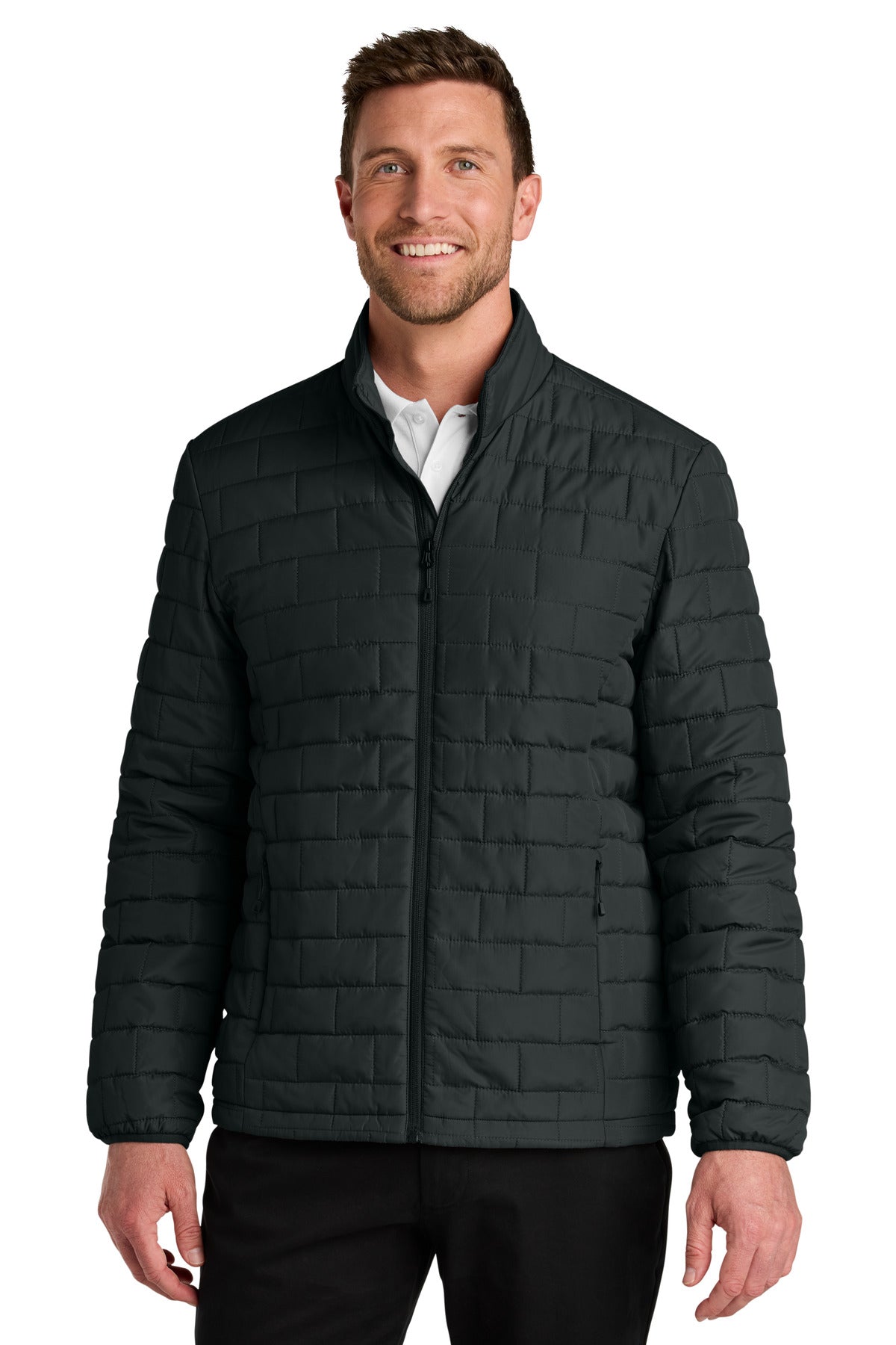 Front View of DeepBlack Port Authority C-FREE Brick Jacket J854